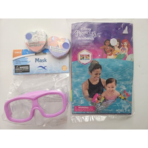 4 PC Kids Swimming Set - Inflatable Armbands, Swim Mask, & 2 Magic Towels - Picture 1 of 5